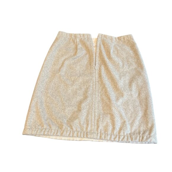 ANN TAYLOR Wool Skirt Sz 6 Taupe Cream Back Zip Front Pockets Knee Length - Picture 8 of 13
